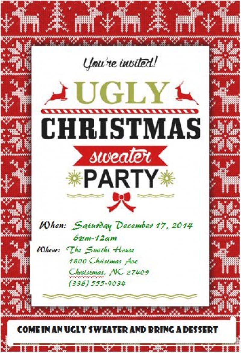 Ugly Christmas Sweater Party Invitations â Gangcraft Net